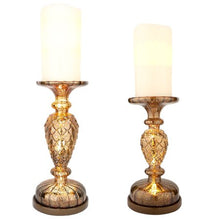 Load image into Gallery viewer, 2 Pillar Candle Holder, Handmade Mercury Glass  Pedestals - EK CHIC HOME