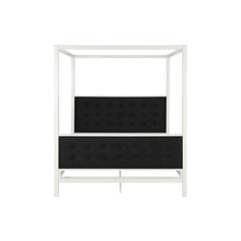 Load image into Gallery viewer, CHIC Soho Modern Canopy Bed, White Metal with Black Linen, Queen - EK CHIC HOME