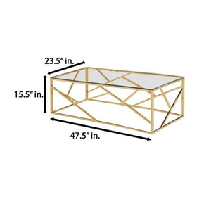 Glass Top Angled Gold Frame Coffee Table - EK CHIC HOME