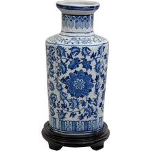 Load image into Gallery viewer, 12&quot; Floral Blue &amp; White Porcelain Vase - EK CHIC HOME