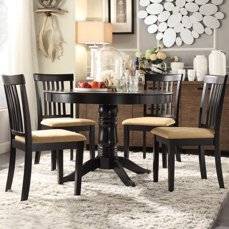 5-Piece Round Dining Set with 4 Mission Back Chairs - EK CHIC HOME