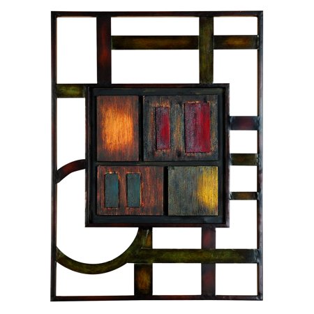 27 X 20 Inch Abstract Geometric Metal Wall Plaque - EK CHIC HOME