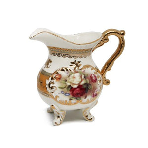 Royalty Porcelain 10-pc Vintage Rose Tea Cup Set for 6, 24K Gold - EK CHIC HOME