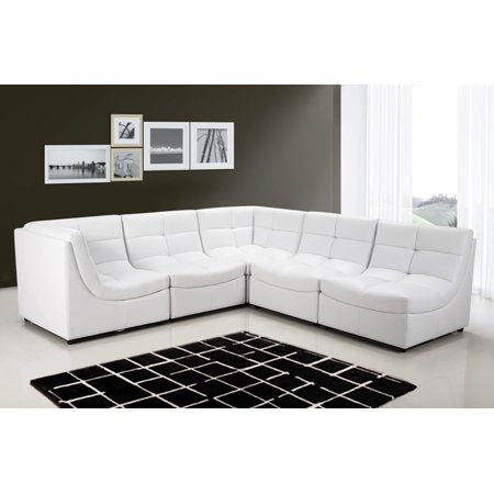 Cloud Modular Sectional 6 Pcs in White Bonded Leather - EK CHIC HOME