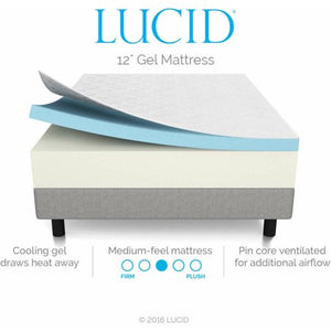 Lucid 12" Memory Foam Mattress, Triple-Layer, Multiple Sizes - EK CHIC HOME