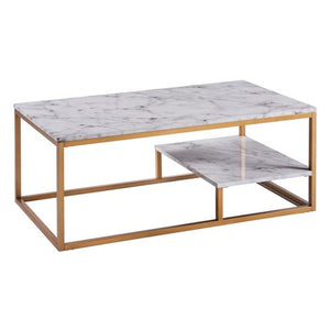 Marmo Coffee Table - Faux Marble /Brass - EK CHIC HOME