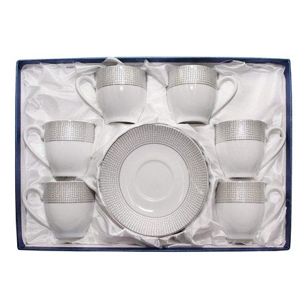 Royalty Porcelain 12-pc Silver Crocodile Miniature Coffee Set for 6, 24K Gold - EK CHIC HOME