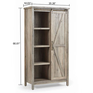 66" Modern Farmhouse Storage Bookcase Cabinet, Rustic Gray Finish - EK CHIC HOME