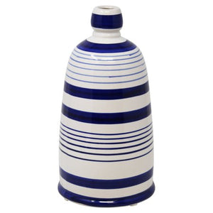 White and Blue Striped Vase - EK CHIC HOME