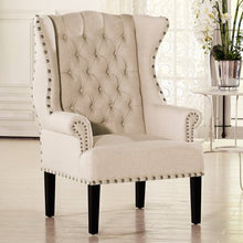 Load image into Gallery viewer, Knuckey French Country Beige Linen Nailhead Wing-Back Armchair - EK CHIC HOME