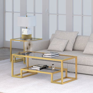 Athena Geometric Glam Coffee Table in Gold - EK CHIC HOME