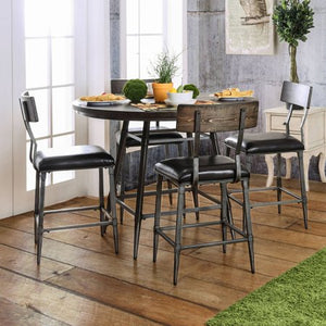 Industrial 5-Piece Counter Height Dining Set, Weathered Gray - EK CHIC HOME