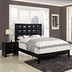 2-Piece Queen Bed and Nightstand Set in Black - EK CHIC HOME