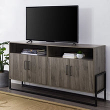 Load image into Gallery viewer, 58&quot; 4-Door Modern Farmhouse TV Stand - Slate Grey - EK CHIC HOME