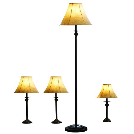 4-Piece Lamp Set, Bronze Finish - EK CHIC HOME