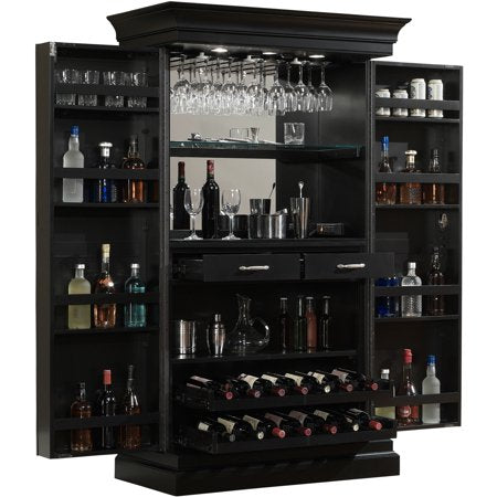 Black Stain Home Bar Wine Wall/Cabinet - EK CHIC HOME