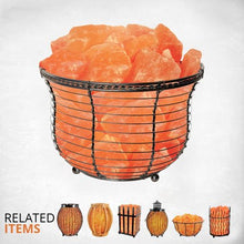 Load image into Gallery viewer, Himalayan Glow Natural Salt Lamp 8&quot;Tall Round Basket 10lbs with Dimmer - EK CHIC HOME