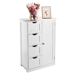 Storage Cabinet 4-Drawers Chest Dresser - White - EK CHIC HOME