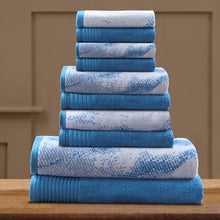 Load image into Gallery viewer, SUPERIOR MARBLE EFFECT 10 PC COTTON TOWEL SET - EK CHIC HOME