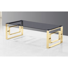 Load image into Gallery viewer, Smoked Glass Top with Gold Plated Frame Coffee Table - EK CHIC HOME