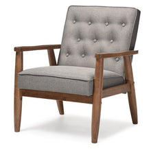 Load image into Gallery viewer, Sorrento Mid-Century Retro Modern Grey Fabric Upholstered Wooden Lounge Chair - EK CHIC HOME