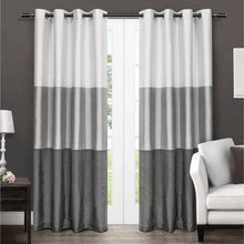 Load image into Gallery viewer, 2 Pack Chateau Striped Faux Silk Grommet Top Curtain Panels - EK CHIC HOME