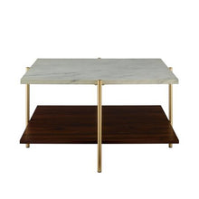 Load image into Gallery viewer, 32&quot; Mid Century Modern Square Coffee Table - Marble &amp; Gold - EK CHIC HOME