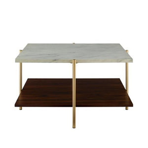 32" Mid Century Modern Square Coffee Table - Marble & Gold - EK CHIC HOME