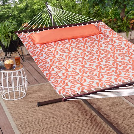 Chic Hills Quilted Outdoor Double Hammock in Coral - EK CHIC HOME