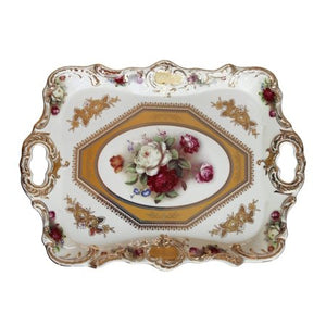 Royalty Porcelain 10-pc Vintage Rose Tea Cup Set for 6, 24K Gold - EK CHIC HOME