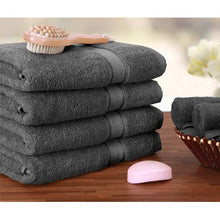 Load image into Gallery viewer, Bath Towels Luxury Cotton Soft Grey 600 GSM 4 Pack Set 27 x 54&quot; - EK CHIC HOME
