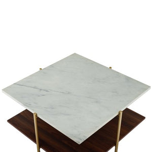 32" Mid Century Modern Square Coffee Table - Marble & Gold - EK CHIC HOME