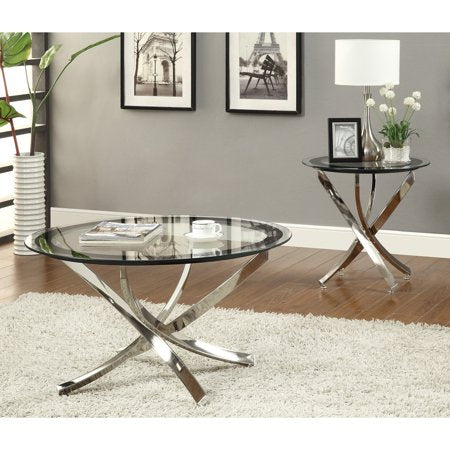 Glass Top Round Coffee Table - EK CHIC HOME