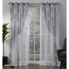 Load image into Gallery viewer, 2 Pack Alegra Layered Geometric Blackout and Sheer Grommet Top Curtain Panels - EK CHIC HOME
