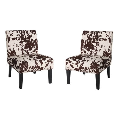 Cow Fabric Accent Chair, Set of 2 - EK CHIC HOME