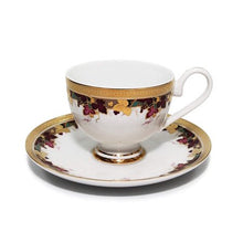 Load image into Gallery viewer, Royalty Porcelain Floral &#39;Vineyard&#39; 5pc Place Setting for 1, 24K Gold-Plated - EK CHIC HOME