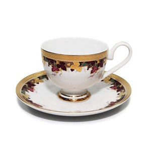Royalty Porcelain Floral 'Vineyard' 5pc Place Setting for 1, 24K Gold-Plated - EK CHIC HOME
