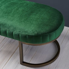 Load image into Gallery viewer, Modern Glam Velvet Bench, Side Channels, Emerald and Brass - EK CHIC HOME