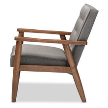 Load image into Gallery viewer, Sorrento Mid-Century Retro Modern Grey Fabric Upholstered Wooden Lounge Chair - EK CHIC HOME