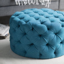 Load image into Gallery viewer, Round Tufted Ottoman - Teal - EK CHIC HOME