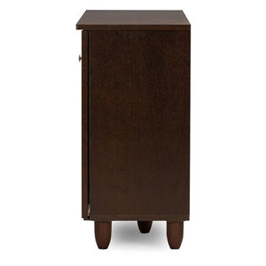 Winda Modern and Contemporary 3-Door Dark Brown Wooden Entryway Cabinet - EK CHIC HOME
