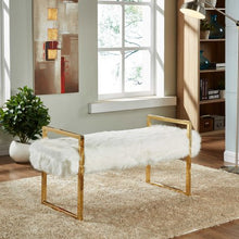 Load image into Gallery viewer, Chloe White Faux Fur Bench - EK CHIC HOME