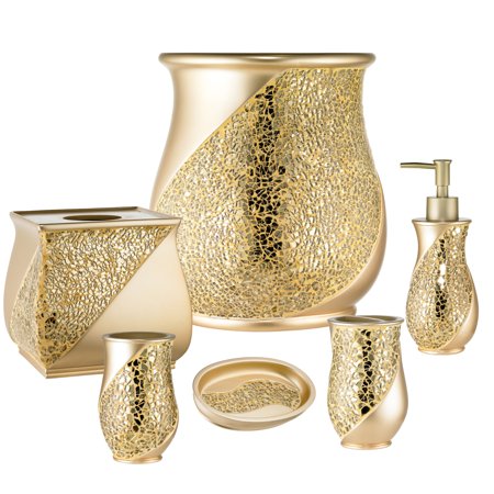 Champagne Bathroom 6 Piece Accessory Collection - EK CHIC HOME