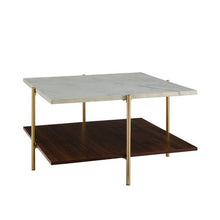 Load image into Gallery viewer, 32&quot; Mid Century Modern Square Coffee Table - Marble &amp; Gold - EK CHIC HOME