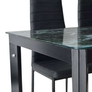 7 Piece Dining Set Faux Marble Glass Metal Table and 6 Chairs - EK CHIC HOME