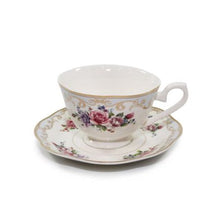 Load image into Gallery viewer, Royalty Porcelain &quot;Ruby Rose&quot; 5-Piece White &amp; Gold Floral Dinnerware Set, 24K Gold - EK CHIC HOME