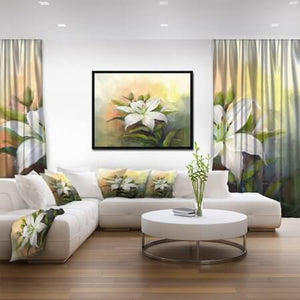 'White Lily Flower Oil Painting' Large Framed Canvas Art Print - EK CHIC HOME