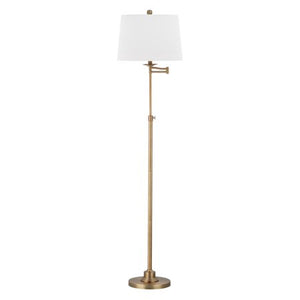 Nadia Floor Lamp with CFL Bulb, Gold with Off-White Shade - EK CHIC HOME