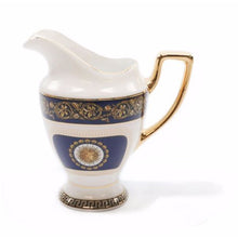 Load image into Gallery viewer, Royalty Porcelain 17-pc Luxury Floral Blue Tea Set for 6, Greek Key Gold Medusa - EK CHIC HOME