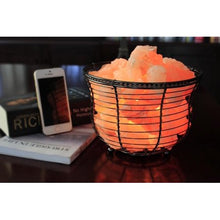 Load image into Gallery viewer, Himalayan Glow Natural Salt Lamp 8&quot;Tall Round Basket 10lbs with Dimmer - EK CHIC HOME